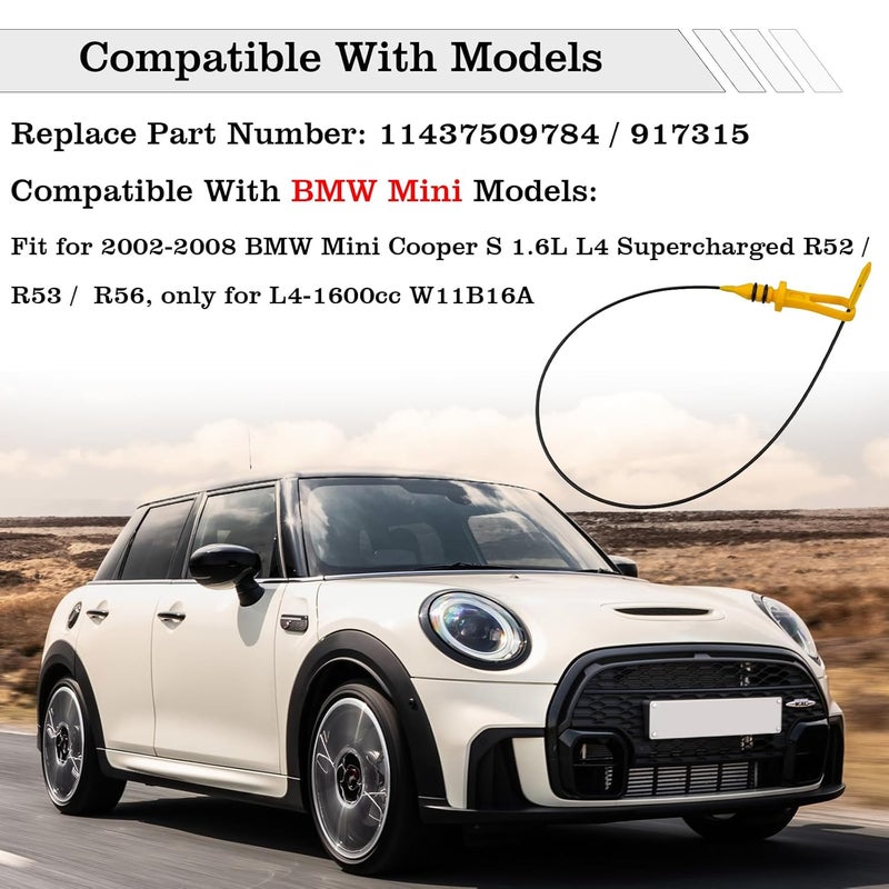 FBLOWMOD 11437509784 Engine Oil Dipstick Indicator, Fit for 2002-2008 BMW Mini Cooper S 1.6L L4 R52 R53 R56 W11B16A Engine Oil Fluid Level Dip Stick, Replace 917315 - Image 2